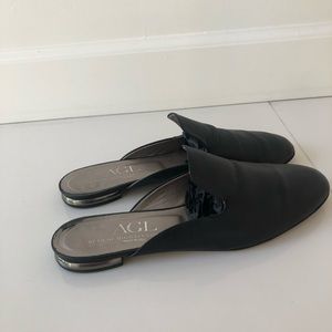 AGL Black Leather Mules